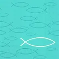 Produktbild: 20 Servietten Fische türkis Kommunion Konfirmation Taufe Tischdeko Motiv 33x33cm
