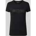Produktbild: Guess T-Shirt mit Label-Stitching und Ziersteinbesatz in Black, Größe XS