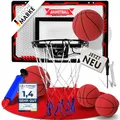 Produktbild: VALENESS® Mini Basketballkorb Indoor [für Tür & Wandmontage] - kleiner Basketball Korb mit Dunk-Funktion, 4 Bällen, Pumpe & Befestigungszubehör