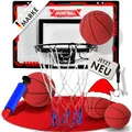 Produktbild: VALENESS® Mini Basketballkorb Indoor [für Tür & Wandmontage] - Kleiner Basketball Korb mit Dunk-Funktion, 4 Bällen, Pumpe & Befestigungszubehör - für Kinder & Erwachsene