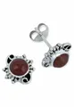 Produktbild: mantraroma Paar Ohrstecker MARAMA aus 925 Silber mit Karneol (Paar, Paar Ohrringe mit Schmuckbeutel), 925 Sterling Silber Ohrringe für Damen