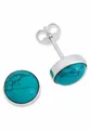 Produktbild: mantraroma Paar Ohrstecker SAMA rund groß aus 925 Silber mit Türkis (Paar, Paar Ohrringe mit Schmuckbeutel), 925 Sterling Silber Ohrringe für Damen