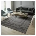 Produktbild: Vimoda Teppich Wohnzimmer neues premium Designteppich modern, Rechteckig, Höhe: 11 mm, Teppich Wohnzimmer 3D effekt Boho Einfarbig hoch-tief Bordüre grau 200 cm x 290 cm x 11 mm