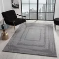 Produktbild: VIMODA Teppich Wohnzimmer Schlafzimmer Modern Hoch&Tief Bordüre Qualitativ 3D Effekt, Farbe:Grau, Maße:200x290 cm