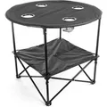Produktbild: BigDean Campingtisch Faltbar mit 4 Getränkehalter 2 Ablagen Inklusive Tragetasche Camping Tisch Campingtisch Klein