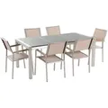 Produktbild: GARTENMÖBEL SET 6-Sitzer Granit grau poliert Textilbespannung beige Grosseto