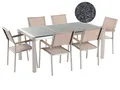 Produktbild: Gartenmöbel Set Tisch 180 cm mit 3 Platten in Grau 6 Stühle in Beige Grosseto