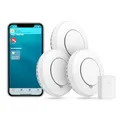 Produktbild: Meross WLAN Rauchmelder Vernetzt funktioniert mit Apple HomeKit, Smart Smoke Detector 3 St. Feuermelder mit Hub, Brandmelder mit Stummschaltung und Selbsttest Funktion Geprüft nach DIN EN 14604