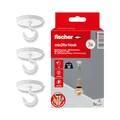 Produktbild: fischer Klebehaken im 3er Pack, selbstklebender Wandhaken in Weiß, praktische Aufhängung ohne Bohren, für Badezimmer und Küche geeignet, starker Klebehaken, hält bis zu 10 kg