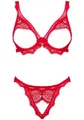 Produktbild: Obsessive Set: Bügel-BH Ouvert Dessous-Set: BH und String mit Spitze - rot (2-tlg) mit offenen Cups und Schritt