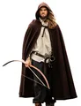 Produktbild: Leonardo Carbone® Unisex Mittelalter Wollumhang mit Langer Kapuze Hervir - Mittelalter Kleidung Damen & Herren, Cape Männer, Hobbit Kostüm, LARP-Kleidung, Wikinger, Cosplay, Halloween Braun