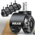 Produktbild: Schwarze Bürostuhlrollen 11mm, 5er Set für Parkett & Harte Böden, Leises Gleiten