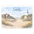 Produktbild: Küstenlandschaft Föhr Souvenir Metallschild in 15x20 cm mit Kirche Maritime Dekoration - ein originelles Küstengeschenk