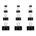 Produktbild: D.RECT Foldback Klammern 48 Stück 4x12 Stück 15/19/25/32mm - Metal Foldbackklammern - Vielzweckklammern Metall Binder Clips für Notizen Briefpapier - Büroklammern, Schwarz
