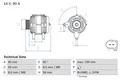 Produktbild: BOSCH 0 986 041 500 Generator for AUDI SEAT SKODA VW