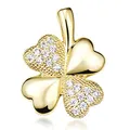 Produktbild: Materia Kleeblatt Anhänger Silber 925 Gold - Zirkonia Kettenanhänger vergoldet KA-309-Gold