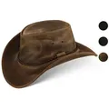 Produktbild: BLACK FOREST FOX Cowboyhut Western Cowboy Rindsleder Hut Herren JERO in 3 Farben Vintage Braun Größe XXL braun XXL