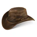 Produktbild: Black Forest Fox JERO Western Cowboy Reiten Leder Sonnen Hut in (XXL, Vintage-Braun)