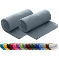 Produktbild: 2er Set Polar Fleecedecke 130x160 cm, ca. 400g Gewicht, mit Antipilling & Kettelrand - Farbe grau - Grau