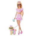 Produktbild: Barbie Twinning Looks Puppe mit Hündchen im Partnerlook mit rosa Gingham-Outfits