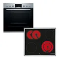 Produktbild: Bosch HND411VS62 Einbauherd-Set, bestehend aus HEA513BS2 Herd, 60 x 60 cm, 3D Heißluft, mit versenkbaren Drehknöpfen & NKN645GA2E Elektrokochfeld mit Edelstahlrahmen, 4 Kochzonen inkl. Bräterzone