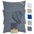 Produktbild: Terra Beds Kissenbezug 80x80 (Set mit 2) - 100% Baumwolle Jersey 160 g/m2, Oeko-Tex Zertifiziert - Kopfkissenbezug für Kissen 80x80 mit Reißverschluss, weich und atmungsaktiv - (Anthrazit Grau)