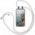 Produktbild: moex Handykette für Motorola Moto G8 Plus Hülle mit Band abnehmbar, Handyhülle mit Kette zum Umhängen, Handyband 155 cm lang Stoff Kordel Umhängehülle, Handy Umhängeband, Silber