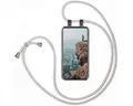 Produktbild: moex Handykette für Motorola Moto G8 Plus Hülle mit Band Free Spirit Silber 6,3 Zoll, Handyhülle zum Umhängen Handyband Kette abnehmbar Handy Umhängeband