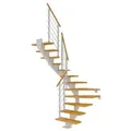 Produktbild: Dolle Mittelholmtreppe Hamburg 1/2 gewendelt Buche, geölt 75 cm breit für Geschosshöhen 222 – 258 cm UK Metall Weiß inkl. einseitigem Designgel?