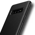 Produktbild: AVANA Hülle für Samsung Galaxy S10 Plus Schutzhülle Flexibles Slim Case Schwarz Silikon TPU Schale Kohlefaser Bumper Cover Carbon Optik