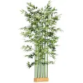 Produktbild: HOMCOM Künstlicher Bambus, 180 cm Kunstpflanze im Kiefernholztopf, Zimmerpflanze, künstliche Pflanzen für Indoor, Outdoor, Dekopflanzen, Grün