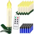 Produktbild: Deuba® Weihnachtsbaumkerzen LED Kabellos 30er Set Batterie Timer Fernbedienung Echtwachs Optik Lichterkette Weihnachten Flackernd Warmweiß Christbaum