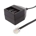 Produktbild: Telefonkabel RJ11 – 3 x TAE NFN – Adapter für Kabel (RJ11, 3 x TAE NFN, männlich/weiblich, schwarz, transparent, Gold)