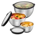 Produktbild: SILBERTHAL Rührschüssel Salatschüssel 3er-Set, Edelstahl, (3-tlg), Rutschfest dank Silikonboden, mit integrierter Skala