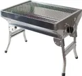 Produktbild: Schaschlik Grill Mangal Angler, rostfrei mit Klappbeinen, Edelstahl, Holzkohlegrill, Portable, Kompakt, BBQ