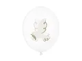 Produktbild: Luftballons Tauben 30cm 6er Set mit Aufdruck Latex Taufe Ballondeko Partyballons transparent/PartyDeco Taubenballonbündel x 6 Heilige Kommunion Taufe