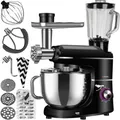 Produktbild: Ruhhy Küchenmaschine Edelstahlschüssel 6,2 l, 2200 W - 6 Geschwindigkeitsstufen + Pulsfunktion Küchengeräte für Kuchen und Brot mit Backzubehör für Hobby- & Profiköche