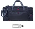 Produktbild: Sporttasche Damen Herren Trainer XL 69 cm 55 L Nassfach Reisetasche Schuhfach Sport Fitness Sauna Gym Bag Tasche sehr groß 1244 + Trinkflasche (Black (schwarz))
