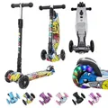 Produktbild: Habib Kinderroller Metall-Roller 3-Rad mit LED Licht | Klappbar & bis 50kg: Graffiti - Weiß