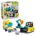 Produktbild: LEGO DUPLO 3-in-1 Baufahrzeuge - Pädagogisches Montessori Spielzeug für Kleinkinder mit Lastwagen, Bagger und Radlader - Geburtstagsgeschenk für Jungen und Mädchen ab 2 Jahren - 10475