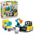 Produktbild: LEGO DUPLO 3-in-1 Baufahrzeuge - Pädagogisches Montessori Spielzeug für Kleinkinder mit Lastwagen, Bagger und Radlader - Geburtstagsgeschenk für Jungen und Mädchen ab 2 Jahren - 10475