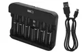 Produktbild: EMOS univerales Akku-Ladegerät NiMH, NiCd für 6 Akkus, Schnell-Ladegerät 500 mA, für 1-6x AAA, AA, C, D, 9 V aufladbare Batterien, inkl. USB-C Kabel, LED-Anzeige, Akkuschutz, Sicherheitsfunktionen