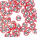 Produktbild: Deko zum 20. Geburtstag – rotweißes Konfetti mit VerkehrsschildOptik Zahl 20 ...