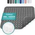 Produktbild: Engelbach® Duschmatte rutschfest 53x53cm inkl. 2 Haken - Antibakteriell & BPA-frei - Duscheinlage, Antirutschmatte - Waschmaschinen geeignet und schimmelresistent