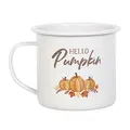 Produktbild: Something Different Wholesale Hello Pumpkin Emaille-Tasse – Herbst-Tasse mit 500 ml Fassungsvermögen für saisonale Geschenke und Heimdekoration