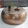 Produktbild: Runder Couchtisch ORIENT 80cm kupfer geflammt Metall Hammerschlag Design