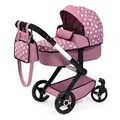 Produktbild: Bayer Design 17076AB Puppenwagen Xeo mit Tasche, höhenverstellbarer Griff, Schwenkschieber, wandelbar als Puppenjogger, bewegliche Vorderräder, integrierter Korb, Nordisches Rosa