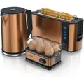 Produktbild: 3-teiliges Frühstücks-Set, 2-Scheiben Langschlitz Toaster, 6er Eierkocher, Wasserkocher 1,5 Liter, Kupfer - Arendo