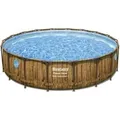 Produktbild: Power Steel Swim Vista Frame Pool-Set, Ø 549cm x 122cm, Schwimmbad braun/hellblau, mit Sichtfenstern + Filterpumpe