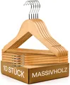 Produktbild: Kinderkleiderbügel Holz mit Haken 360° Drehbar - 10er Set - Robustes Natur Bu...